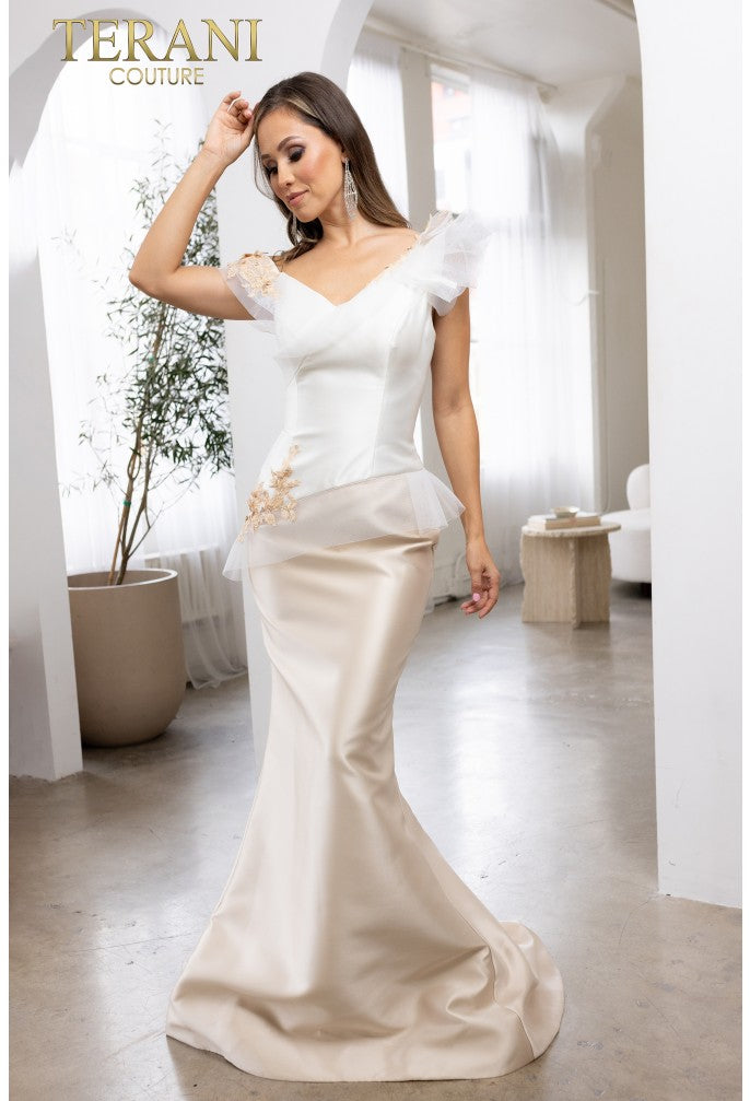 Terani 241E2478 Off-Shoulder Trumpet Embroidered Mikado Evening Dress Mia Bella Couture Terani 241E2478 Off-Shoulder Trumpet Embroidered Mikado Evening Dress Mia Bella Couture