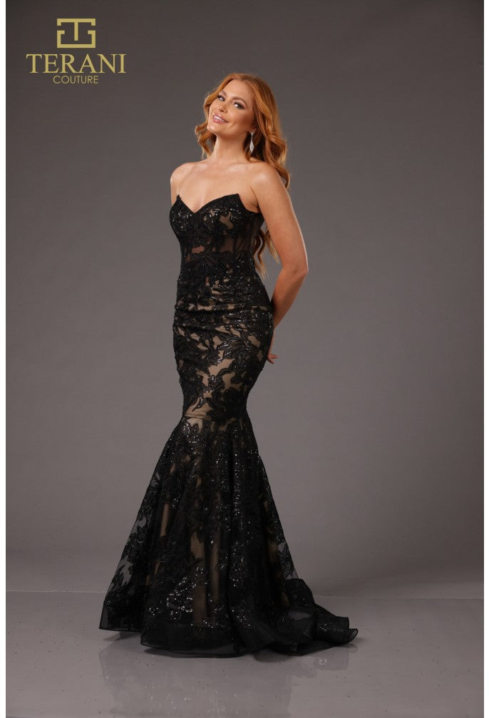 Terani 251P4355 Strapless Lace Mermaid Gown – Mia Bella Couture