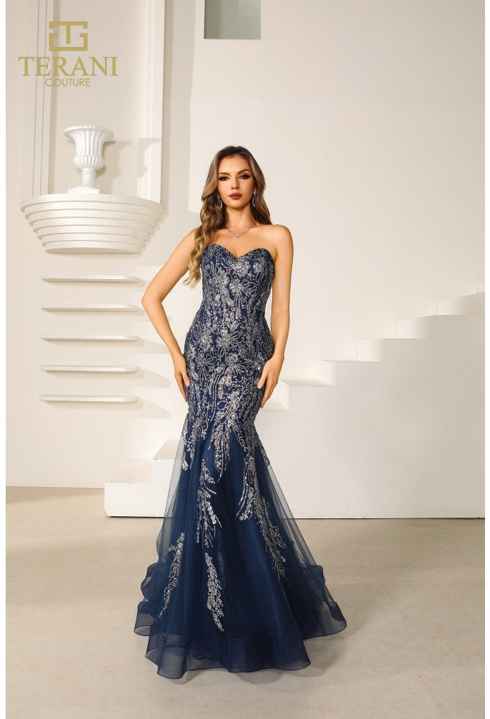 Terani 251P4641 Fitted Mermaid Strapless Sweetheart Formal Gown Mia Bella Couture Terani 251P4641 Fitted Mermaid Strapless Sweetheart Formal Gown Mia Bella Couture