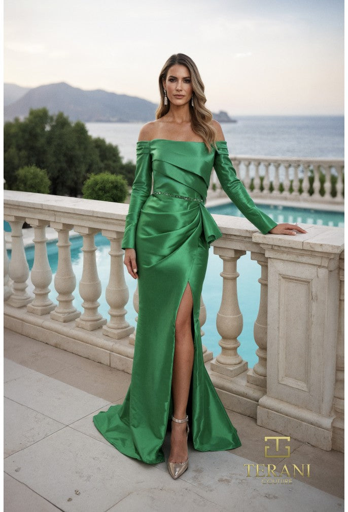 slim fit dress slacks Layla scoop neck gown