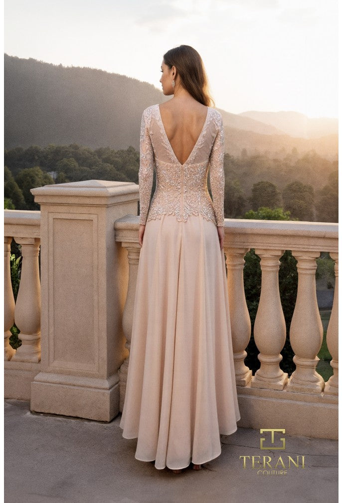 Plus Size Lace And Chiffon Gown Terani 261M6439 Elegant Long-Sleeve A-Line Embroidered Chiffon Gown Sage 10 Plus Size Lace And Chiffon Gown Terani 261M6439 Elegant Long-Sleeve A-Line Embroidered Chiffon Gown Sage 10