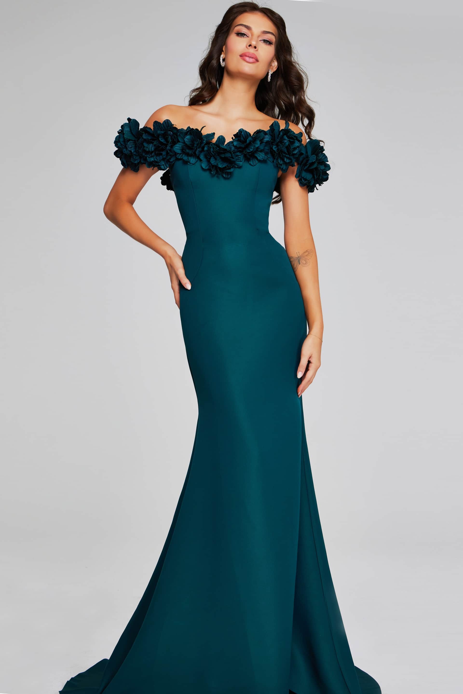 fit and flare emerald green dress Tie Strap Fit & Flare High Slit Slip Midi Dress