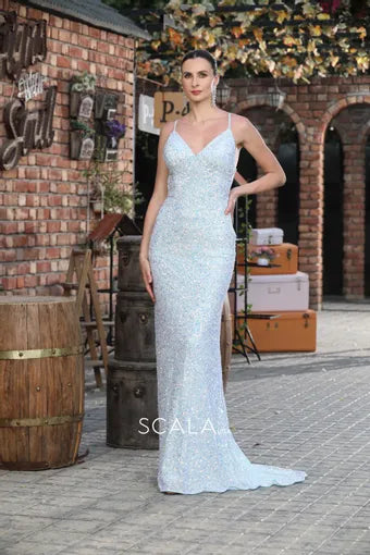 scala prom dress 47551 low back sequin evening gown and – Mia Bella Couture embellished with thin crisscross Butter Yellow:Yellow Sundresses CLP 13 Lydia's wedding dress