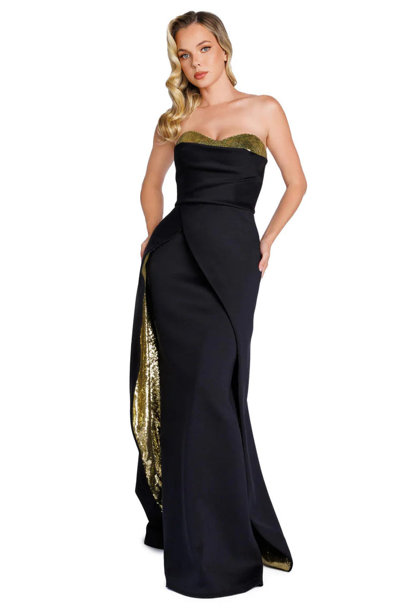 elegant strapless sparkly evening dress A-line Strapless Sweetheart Prom Dress Sparkly Long Evening Dresses US8 / As Picture main image 1