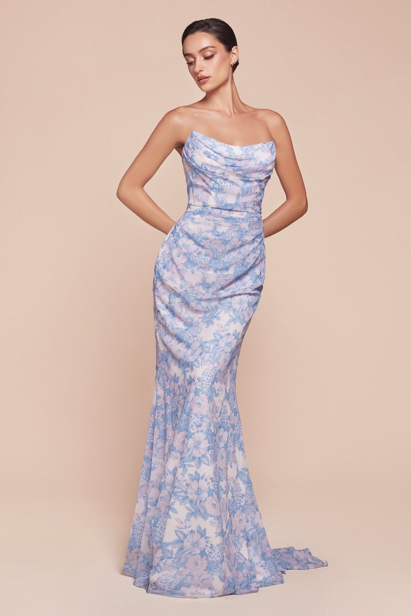 Ladivine 7445 Fitted Floral Corset Gown Mia Bella Couture Ladivine 7445 Fitted Floral Corset Gown Mia Bella Couture