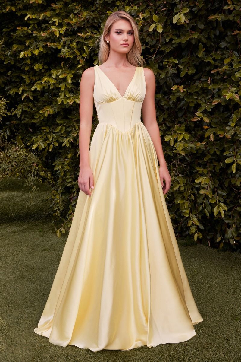 Ladivine 7447 Elegant A-line Evening Gown with Corset-Style Bodice Mia Bella Couture Ladivine 7447 Elegant A-line Evening Gown with Corset-Style Bodice Mia Bella Couture