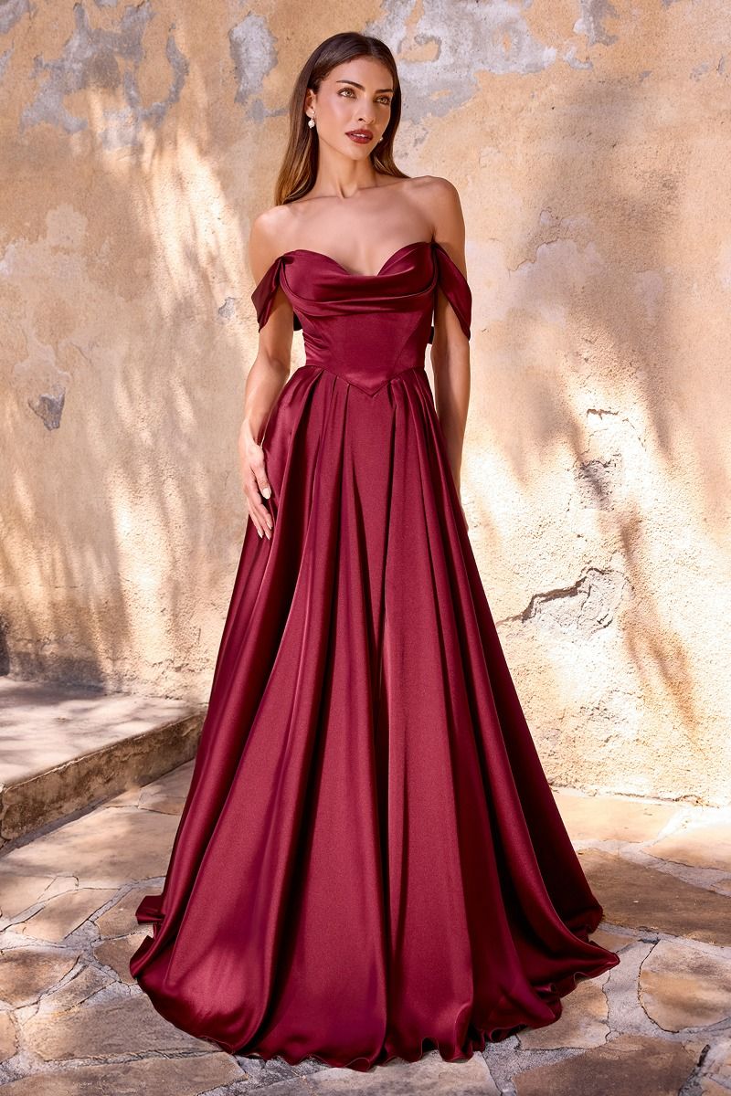 green emerald velvet dress Ladivine 7449 Elegant Satin A-line Formal Gown – Mia Bella Couture