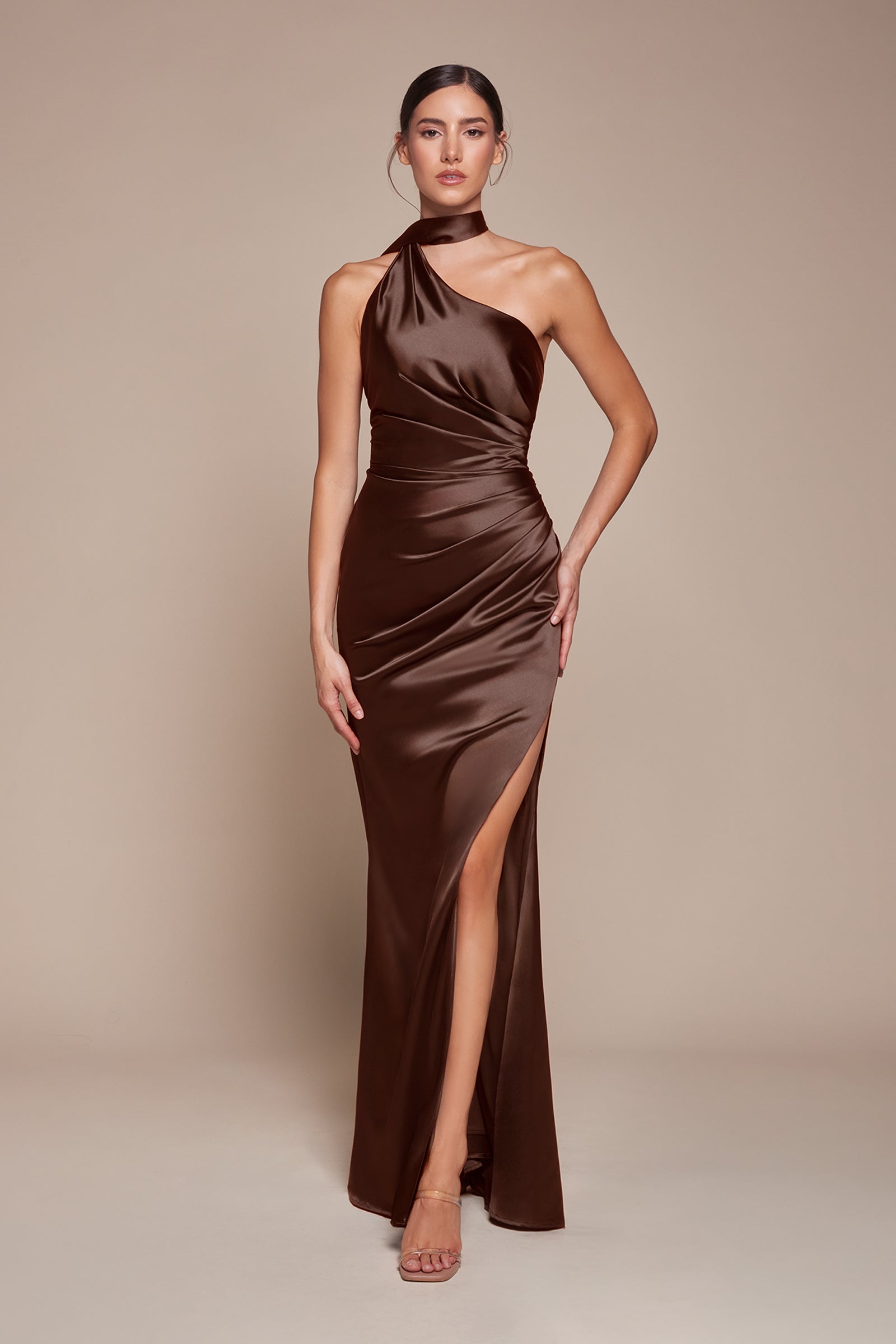 princess polly baby blue dress La Divine 7454 Satin Formal Gown One Shoulder Attached Wrap-Around Scarf  Wrap Skirt with Slit – Mia Bella Couture
