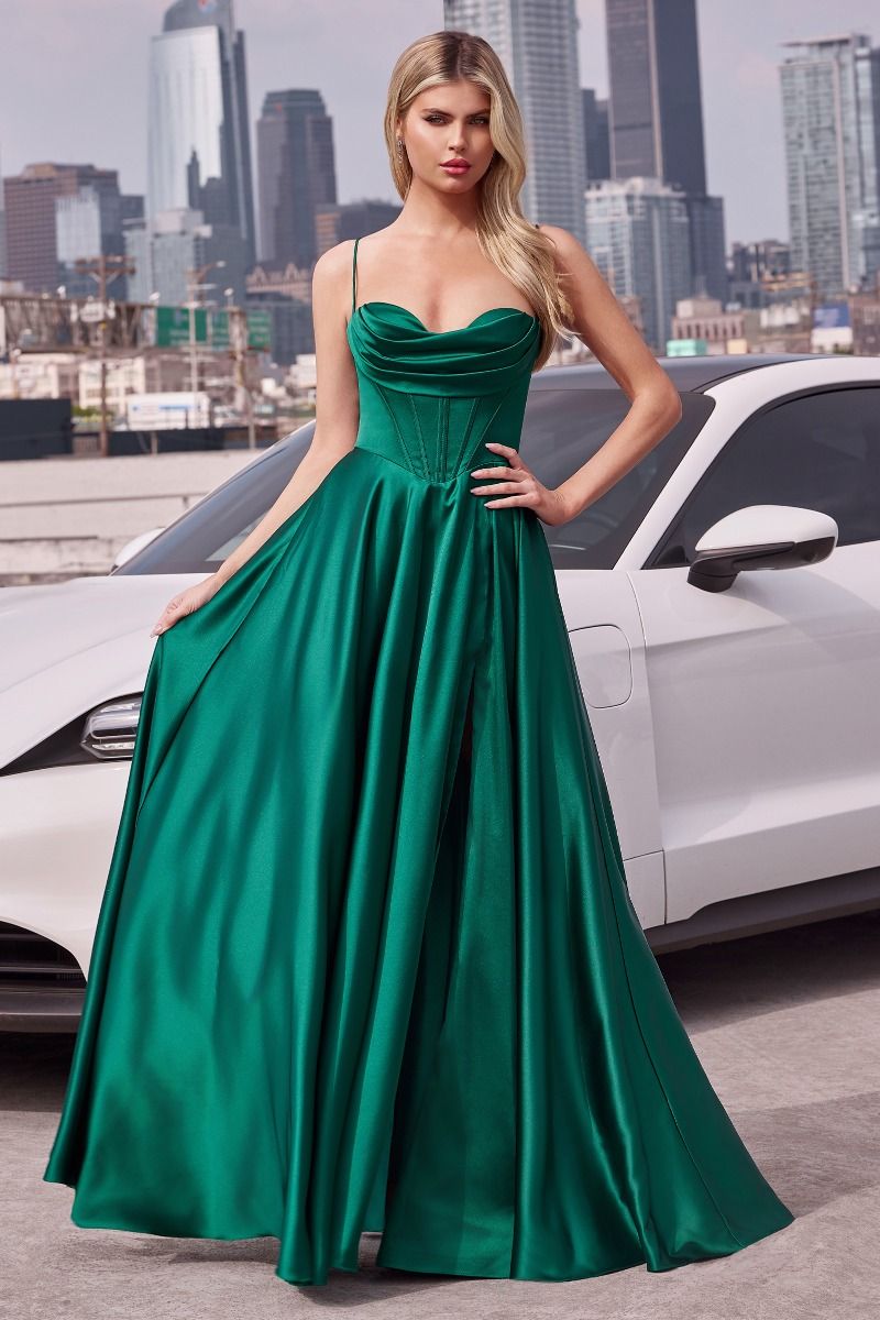 Ladivine 7481 Elegant Formal A-line Gown Emerald / 18 Ladivine 7481 Elegant Formal A-line Gown Emerald / 18