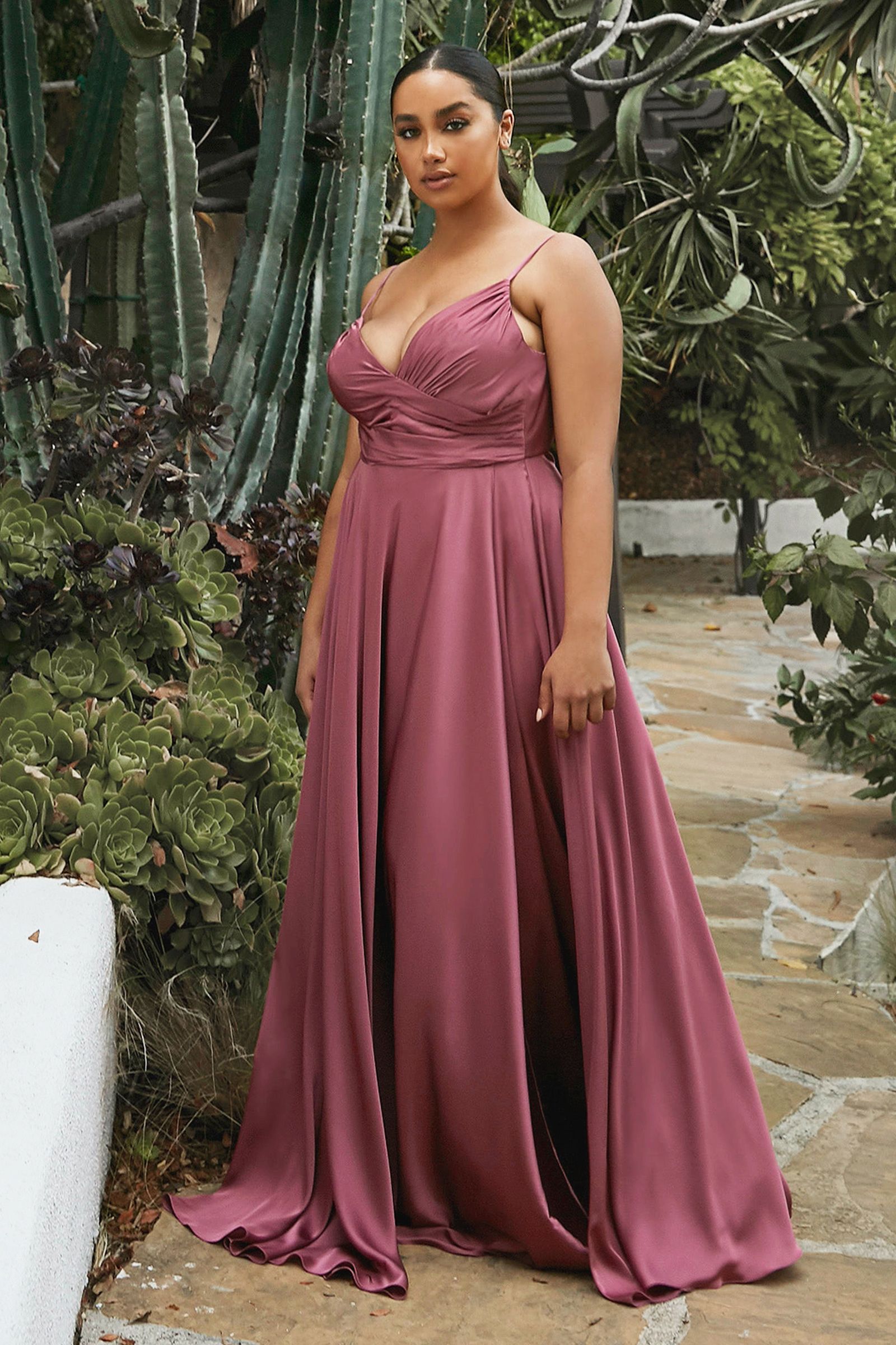 Ladivine 7485 soft satin bridesmaids dress 6 / Mauve Rose Ladivine 7485 soft satin bridesmaids dress 6 / Mauve Rose