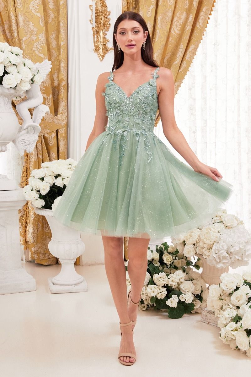 Ladivine 9245 Elegant Embellished Tulle A-line Mini Dress – Mia Bella  Couture