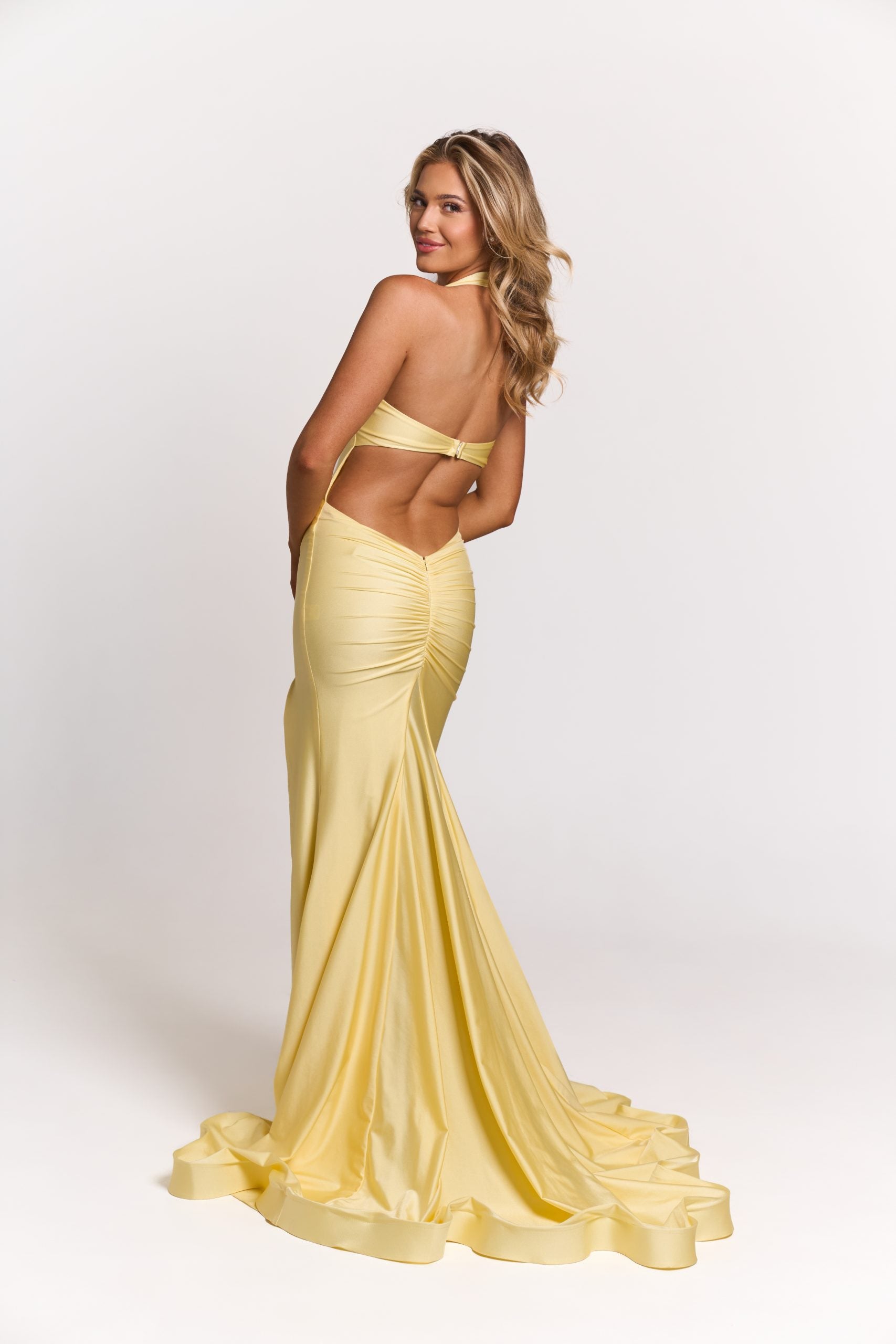 long yellow mermaid dress Atria 6920H Elegant Stretch Jersey Mermaid Evening Gown Barbie / XL