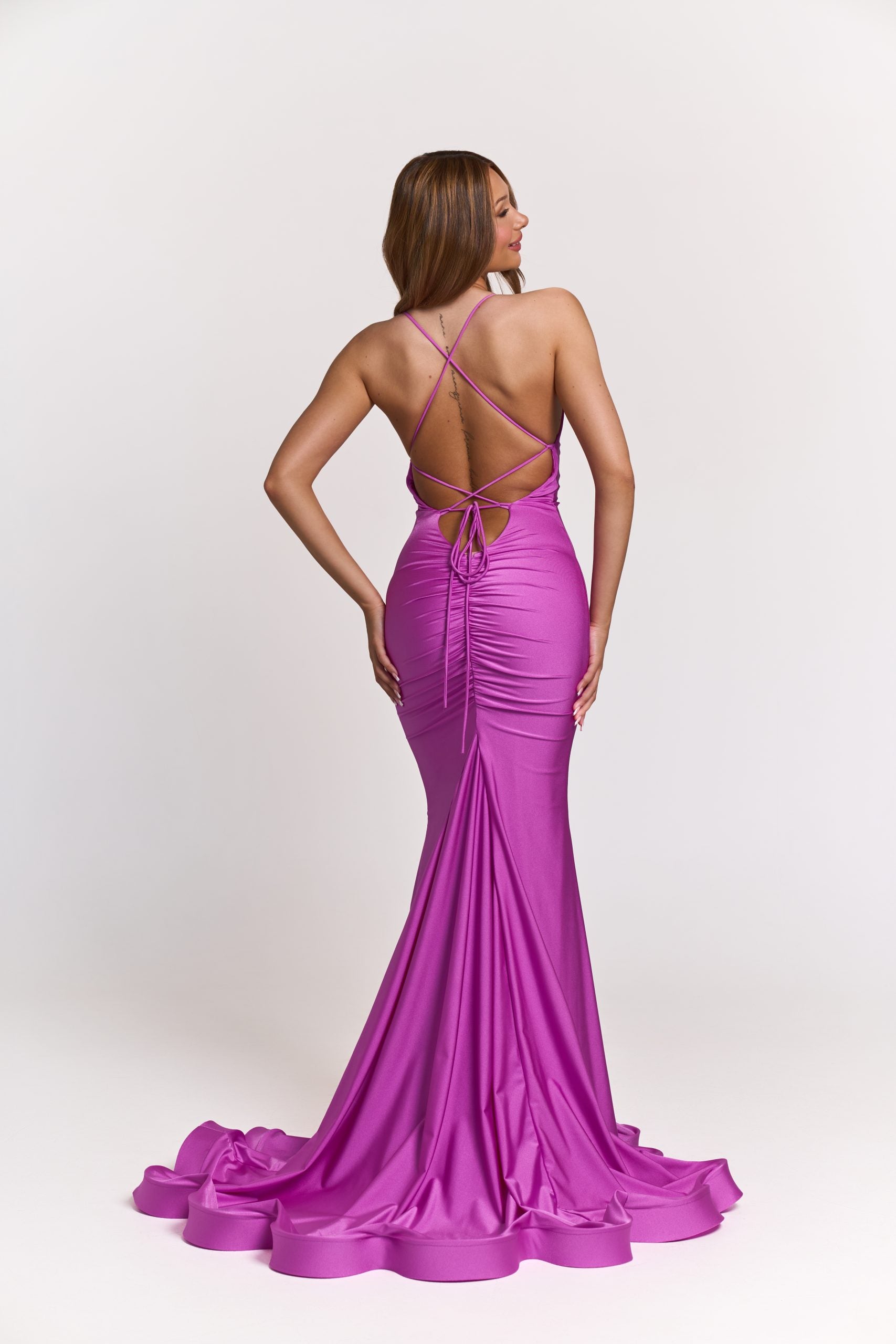 Atria 7052H Elegantly Fitted Stretch Jersey Mermaid Gown  Mia Bella Couture