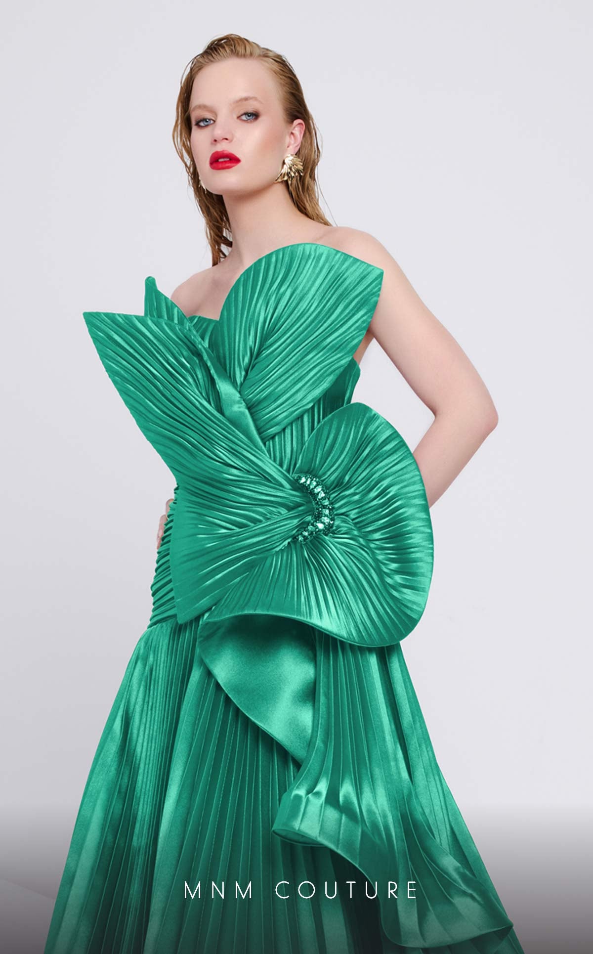MNM Couture F02867 Elegantly Asymmetrical A-line Ballgown Aqua / 4
