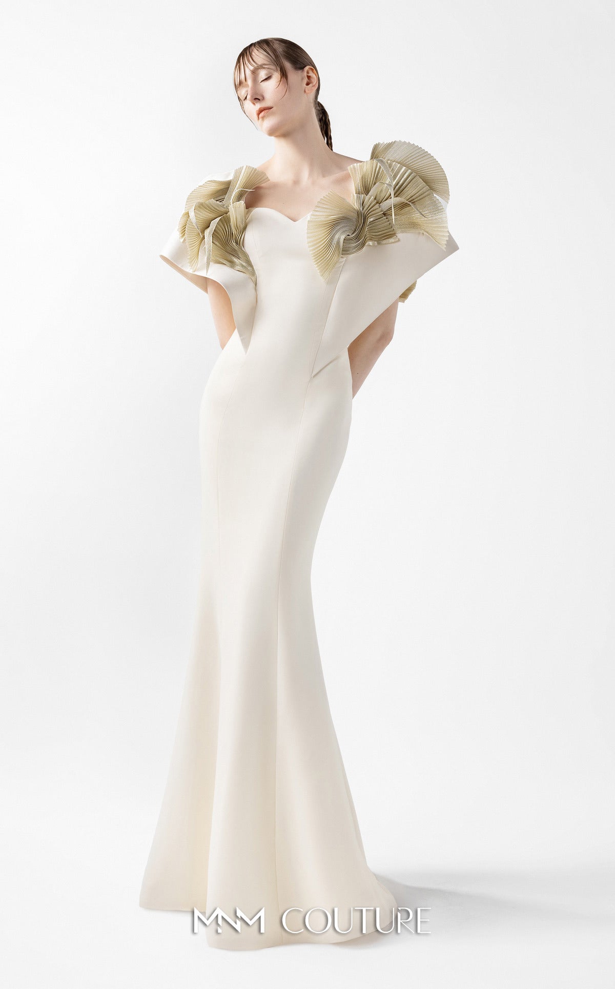 cream and gold evening dresses Wedding Dress Cream And Gold Prom Dress Ivory A Line Wedding Dress, Lace Quinceanera Prom Dresses
