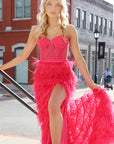 hot pink feather dress