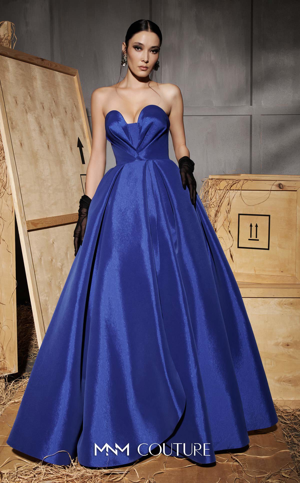 MNM Couture N0642 Elegant A-line Evening Ballgown Blue / 22