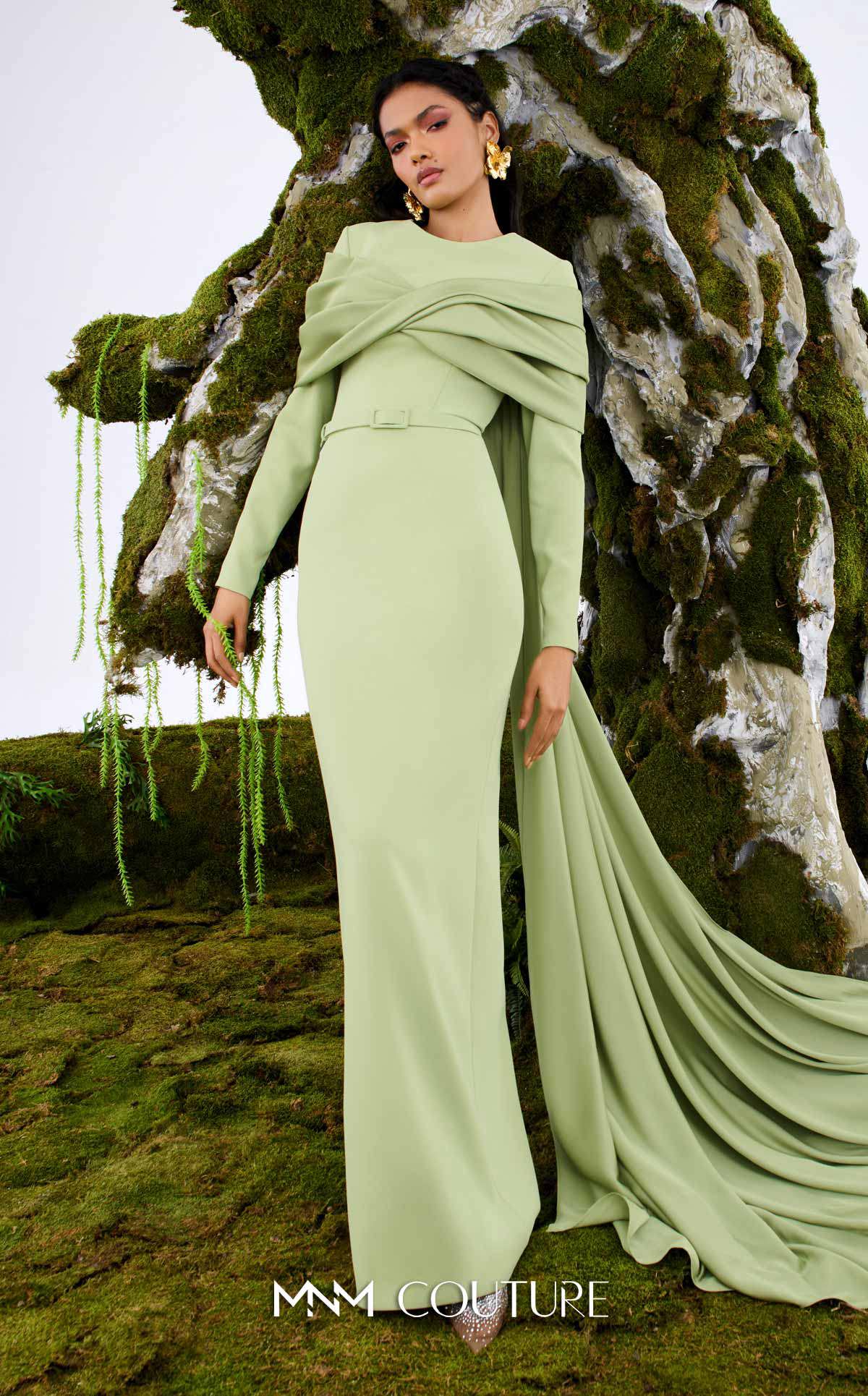 MNM Couture N0672 Elegantly Fitted Couture Evening Gown with Long