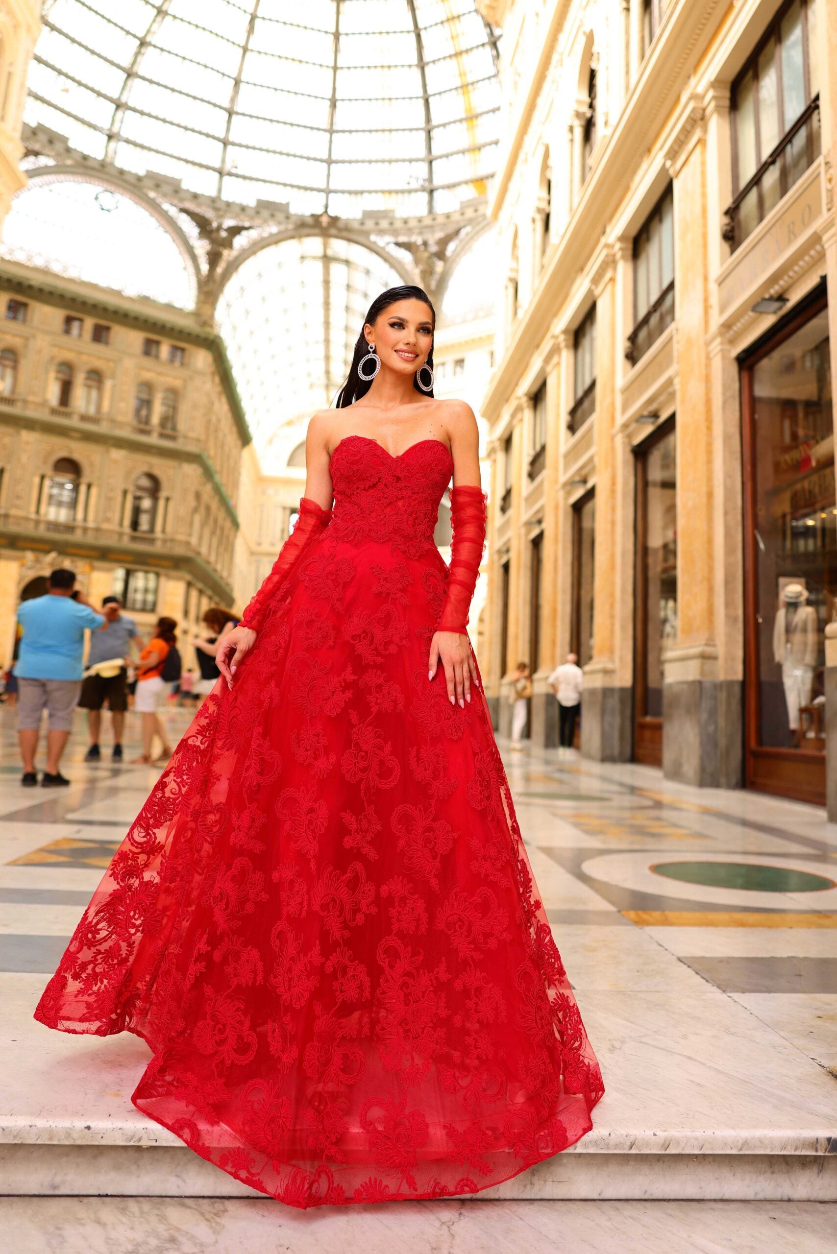 Nicoletta NC1014 Elegant A-line Ballgown Floral Lace Red / 20 Nicoletta NC1014 Elegant A-line Ballgown Floral Lace Red / 20