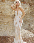 ivory beaded sheer dress