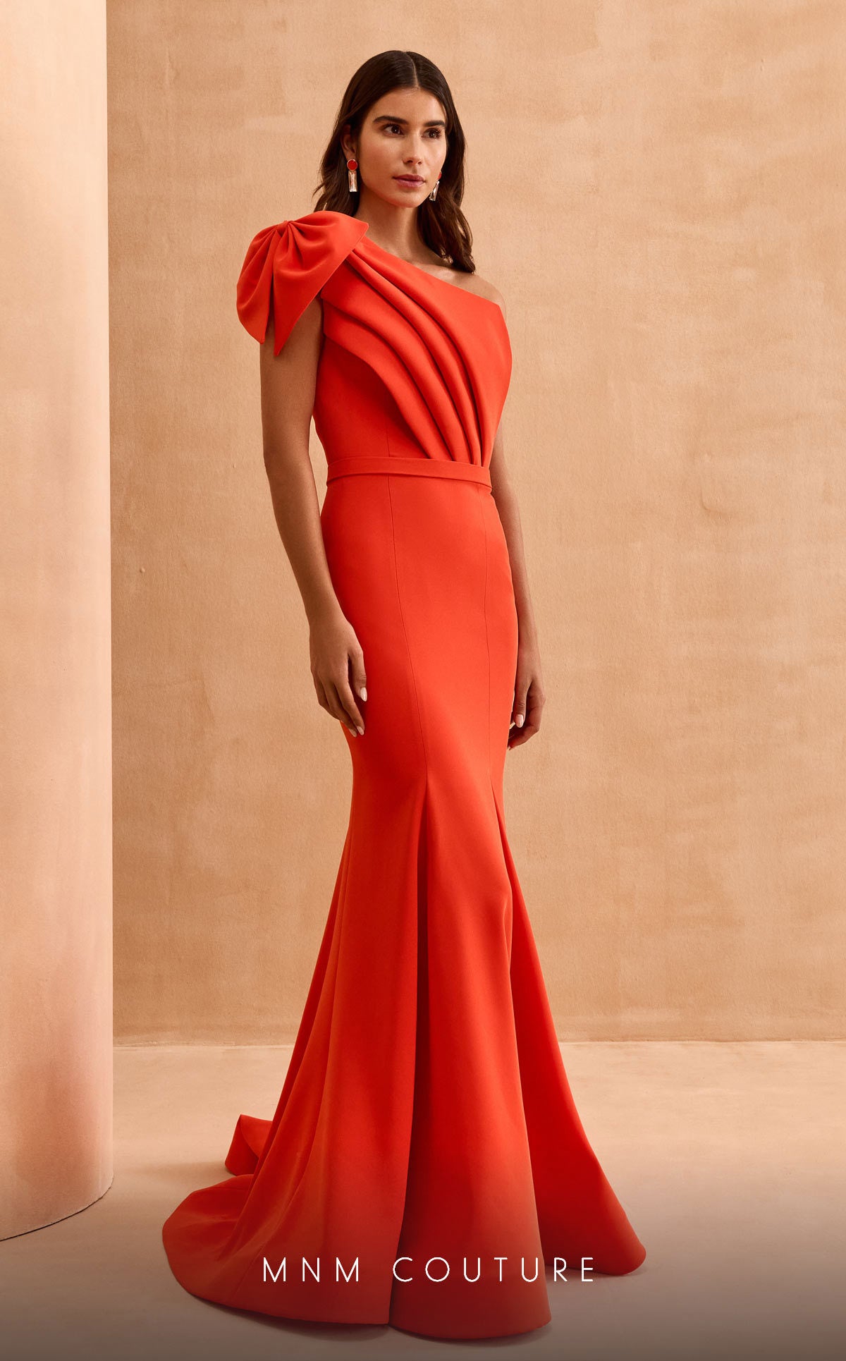 open lace back dress MNM Couture V07402 Orange Evening Gown – Sophisticated Formal Dress Orange / 14