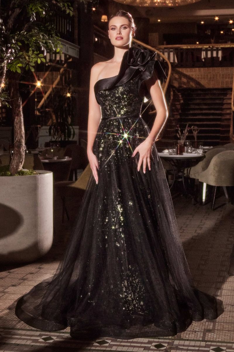 slim fit dress slacks Black Gold Sequin Bow Zoria Dress main image 0