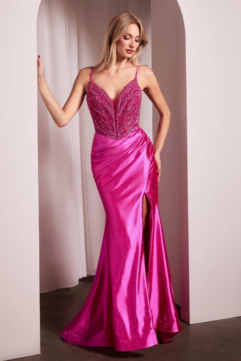 Ladivine CC0238 Elegant Embellished Formal Gown Fuchsia / 10 Ladivine CC0238 Elegant Embellished Formal Gown Fuchsia / 10