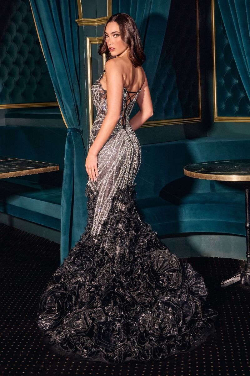 Ladivine CC2488 Elegantly Embellished Rosette Mermaid Gown with