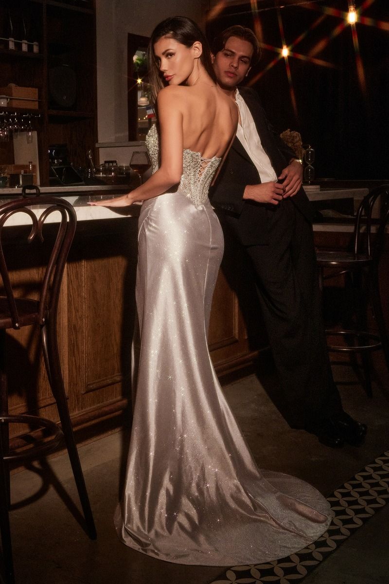 Ladivine CC467 Elegant Embellished Formal Fitted Gown Emerald / 4 Ladivine CC467 Elegant Embellished Formal Fitted Gown Emerald / 4