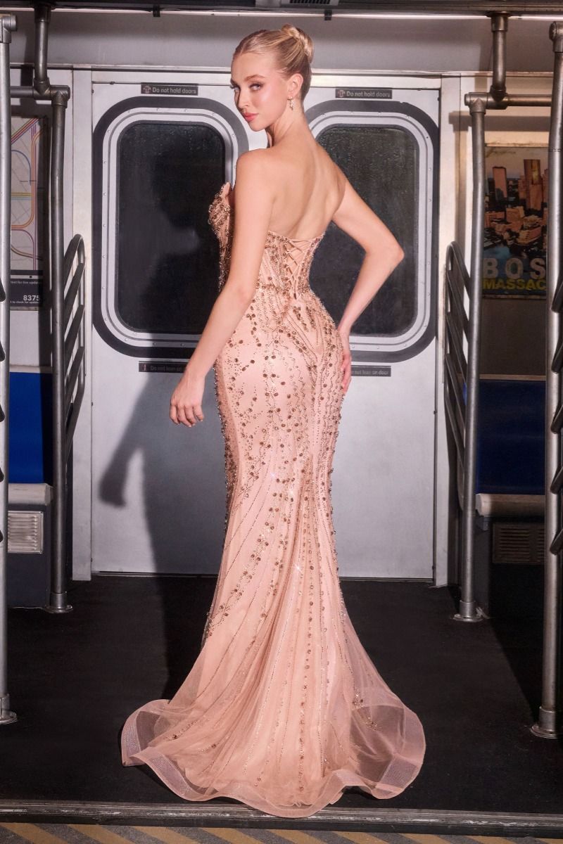 CC8262 Fully Beaded Corset Gown with Contoured Hipline and Flared Hem Pink / 4 CC8262 Fully Beaded Corset Gown with Contoured Hipline and Flared Hem Pink / 4