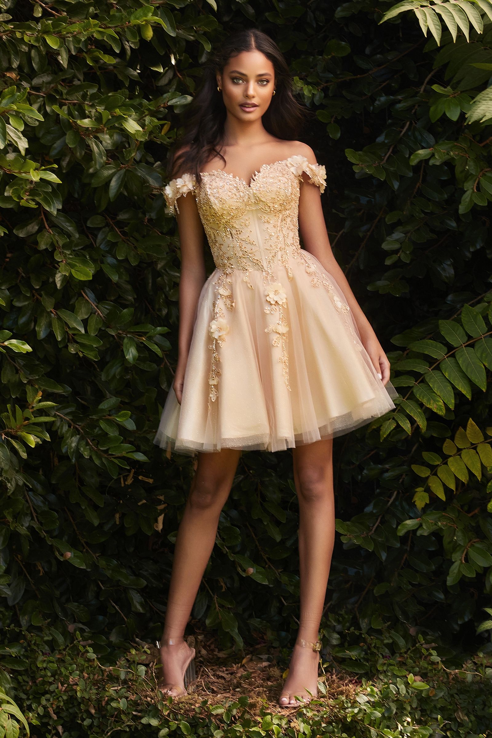 Ladivine CD0194 Elegant A-line Mini Dress Mia Bella Couture Ladivine CD0194 Elegant A-line Mini Dress Mia Bella Couture