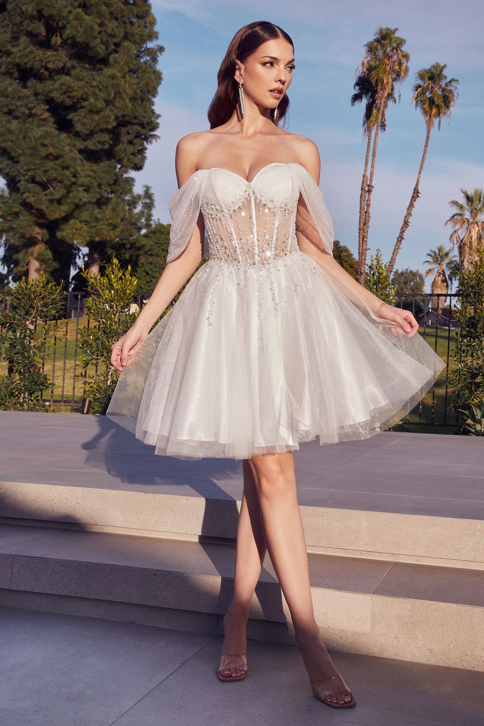 Ladivine CD0211 Elegant Embellished Mini Dress – Mia Bella Couture