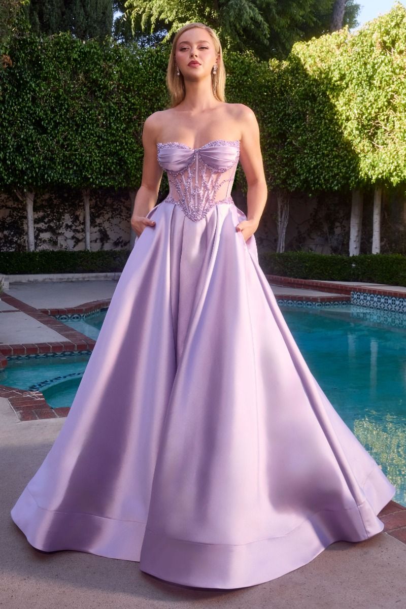 LaDivine CD389 Sweetheart A-Line Ballgown With A Floral Beaded Corset – Mia  Bella Couture