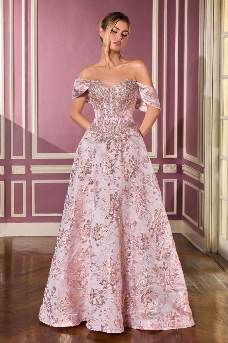 chinese dress ladies Corset Strapless Floral Applique A-Line Gown by Andrea main image 0
