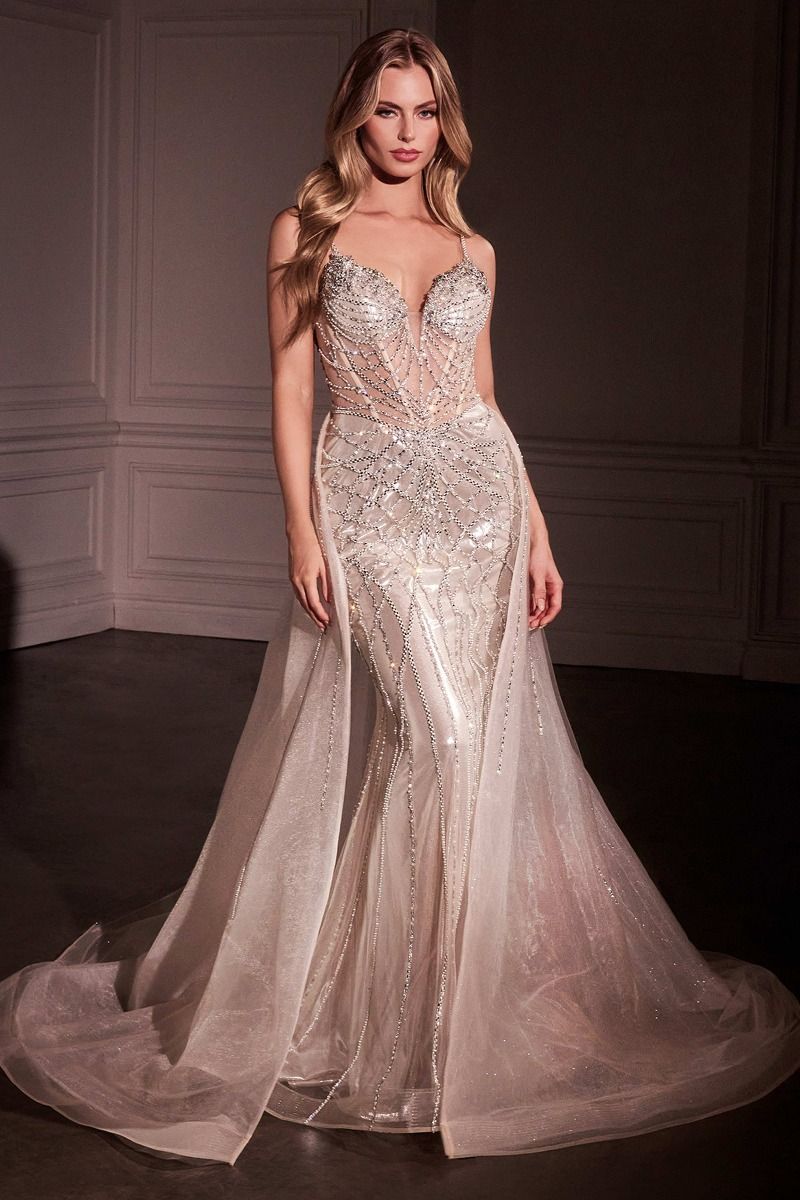 crystal mermaid dress Ladivine CD763 Fitted Crystal Embellished Formal Mermaid Gown – Mia Bella  Couture