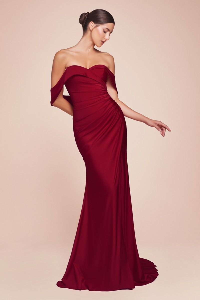 green emerald velvet dress Off Shoulder Burgundy Satin Long Prom Dresses with High Slit, Off the – Lwt  Dress