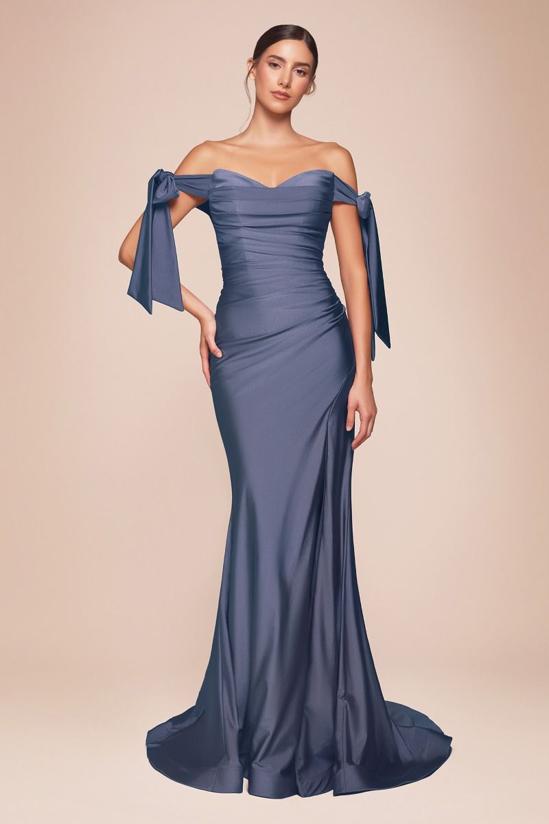 The Fern off the shoulder bridesmaid long dress – Mia Bella Couture