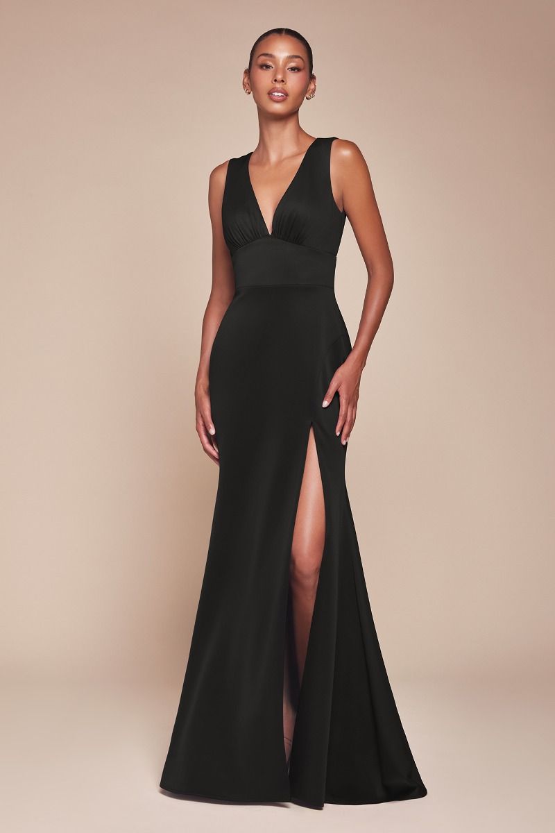white christmas dresses La Divine CH395 V Neck Chiffon Gown Black / L white christmas dresses La Divine CH395 V Neck Chiffon Gown Black / L