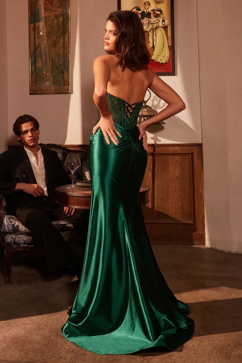 Ladivine CM378 Elegant Embellished Formal Gown Emerald / 12 Ladivine CM378 Elegant Embellished Formal Gown Emerald / 12