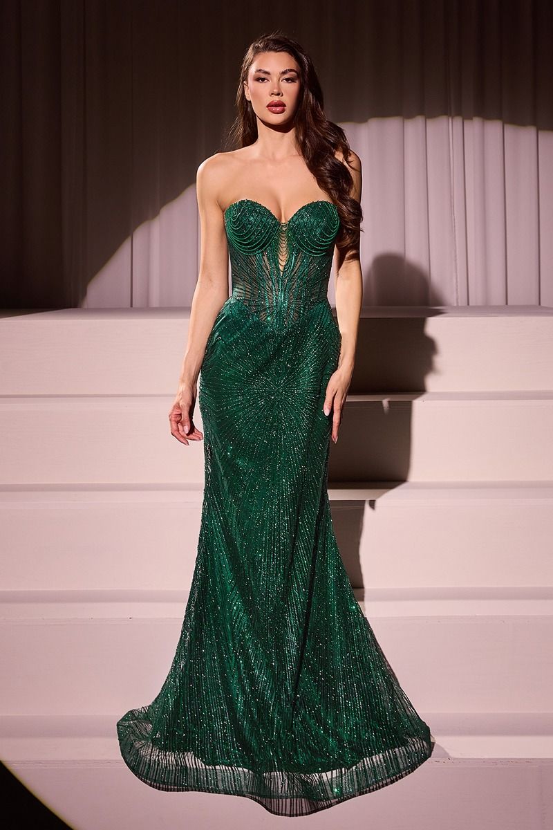 La Divine J871 Embellished Fitted Mermaid Gown Emerald / 8 La Divine J871 Embellished Fitted Mermaid Gown Emerald / 8