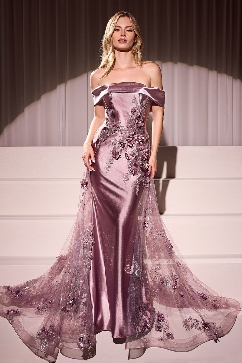 La Divine J876 Fitted Satin Mermaid Formal Gown with Sparkle Tulle Overlay Mia Bella Couture La Divine J876 Fitted Satin Mermaid Formal Gown with Sparkle Tulle Overlay Mia Bella Couture