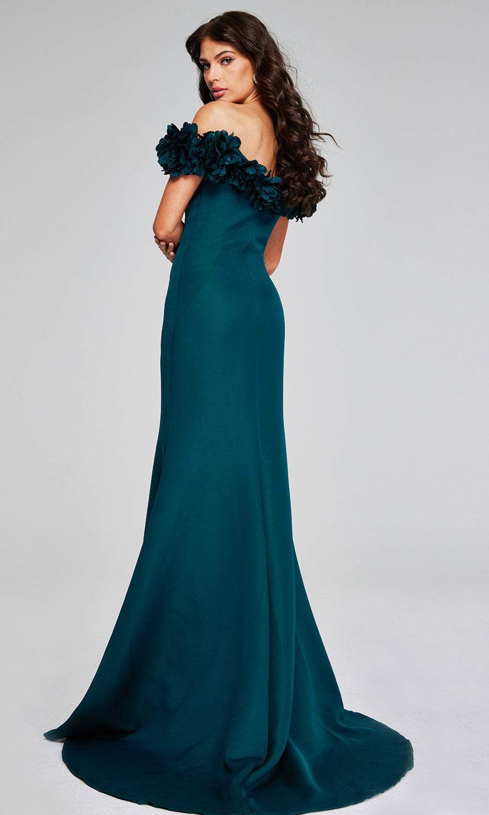 jovani emerald green prom dress Jovani Sequin Off-the-Shoulder Prom Dress Grey / 0