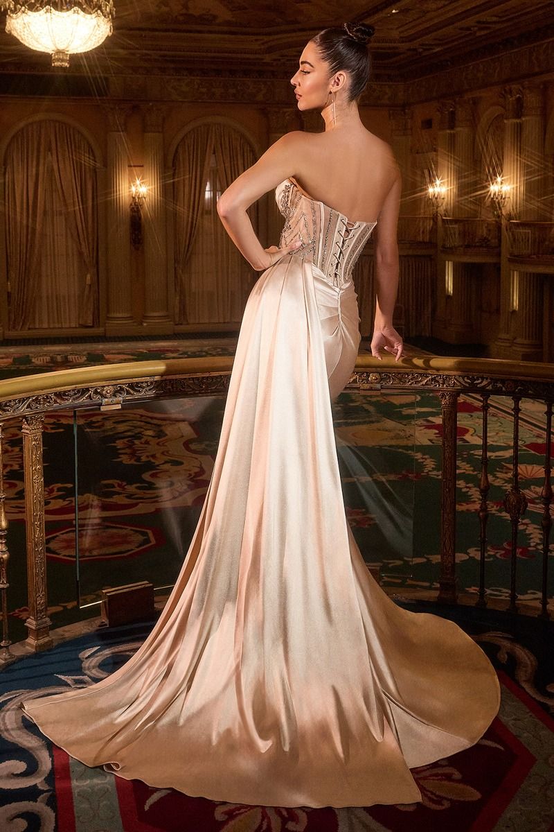 slim fit dress slacks Gold Wedding Dress with Detachable Skirt XXXL / Gold / Lace main image 0
