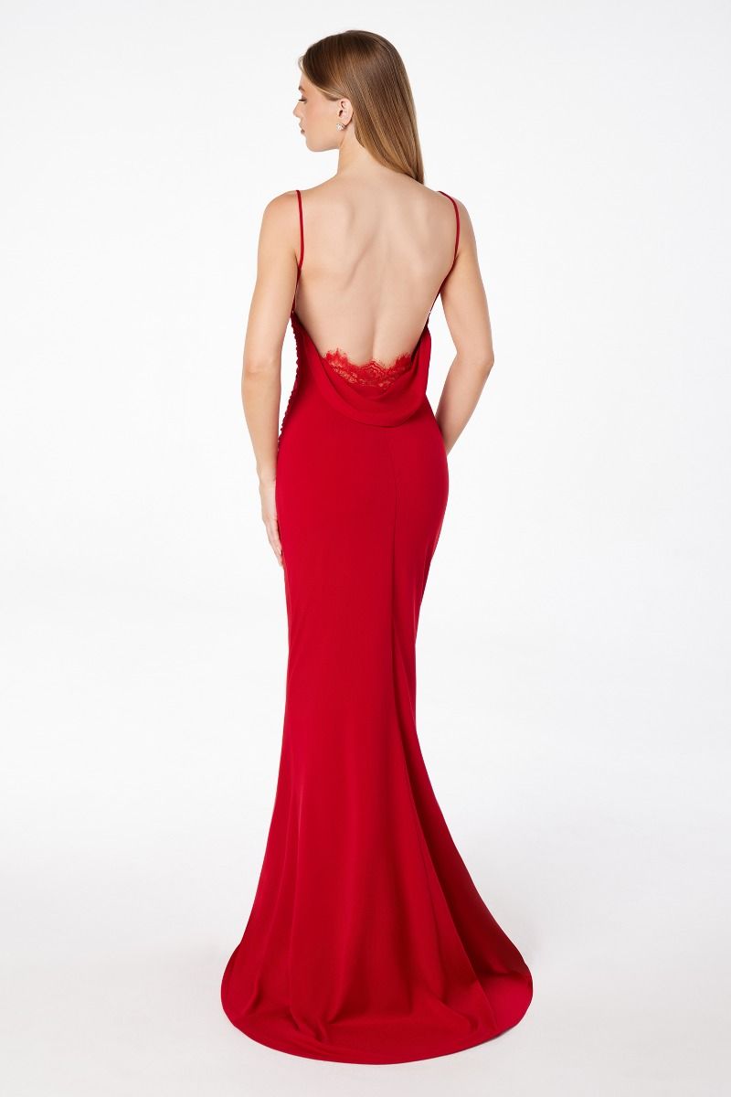a line dress gown Lady Black Tie - Beatrice Gown - A-line Dress With Draped Cowl Back