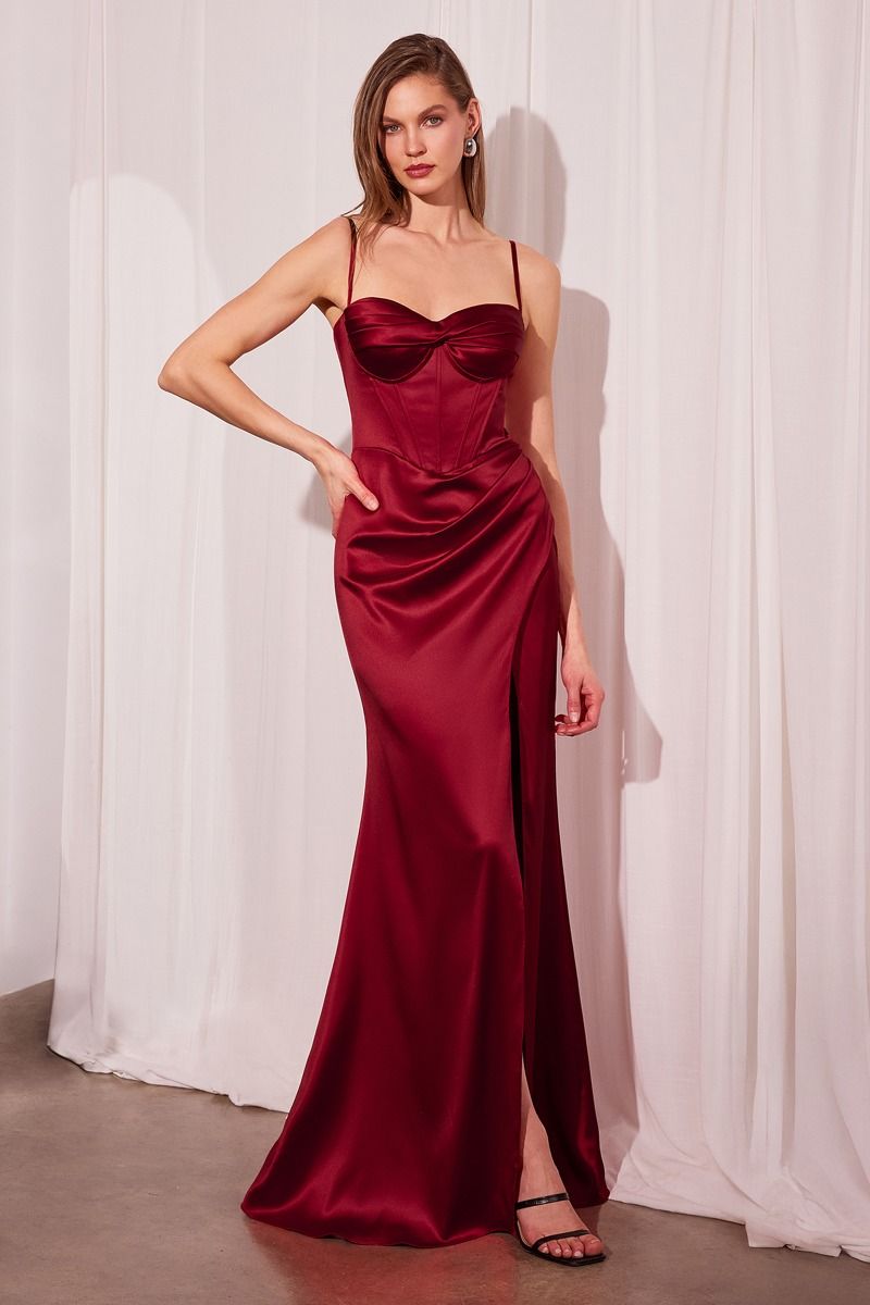 Amoris T608 Elegant Fitted Gown Burgundy / XS Amoris T608 Elegant Fitted Gown Burgundy / XS