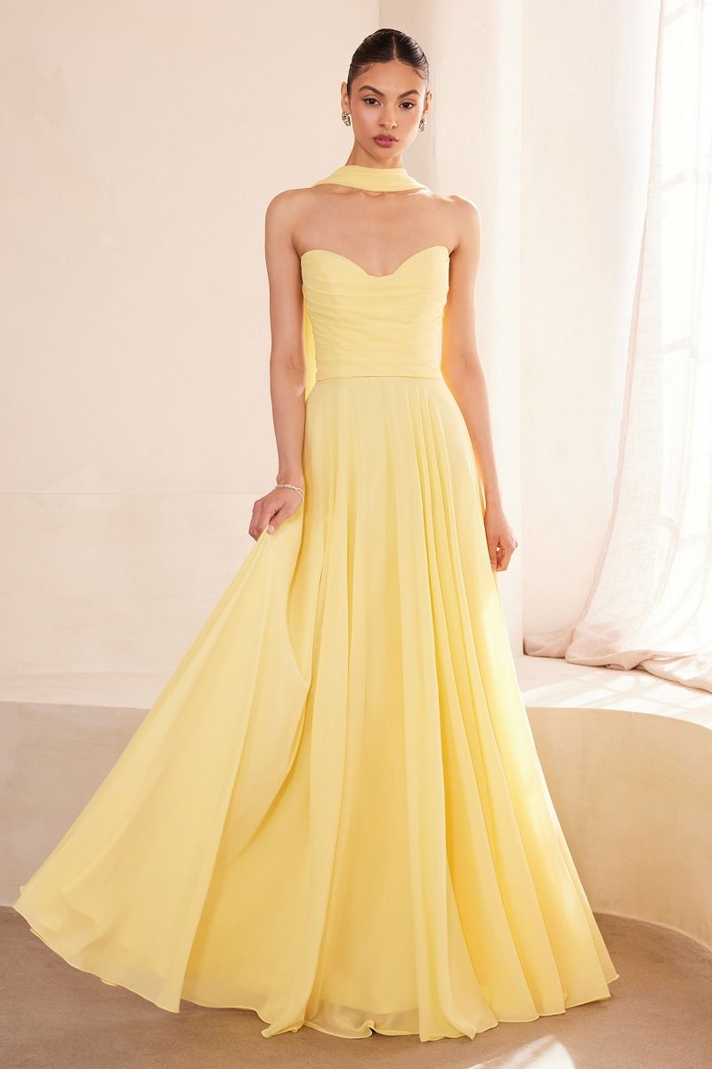 Amoris T703 Elegant A-Line Chiffon Gown Mia Bella Couture Amoris T703 Elegant A-Line Chiffon Gown Mia Bella Couture