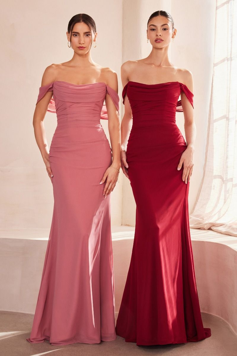 Amoris T705 Elegant Formal Fitted Chiffon Gown  Mia Bella Couture