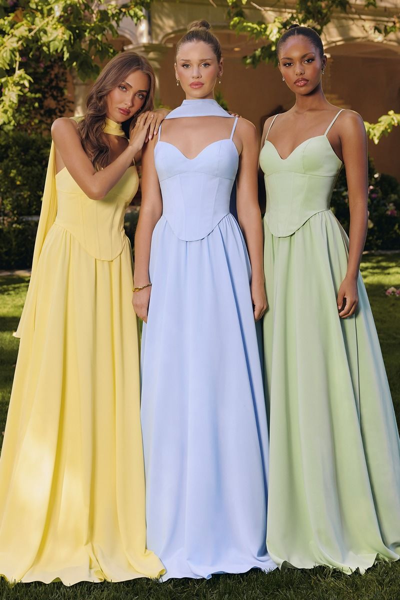 Amoris T711 Elegant Chiffon Formal Gown with Neck Scarf Baby Blue / 2XL Amoris T711 Elegant Chiffon Formal Gown with Neck Scarf Baby Blue / 2XL