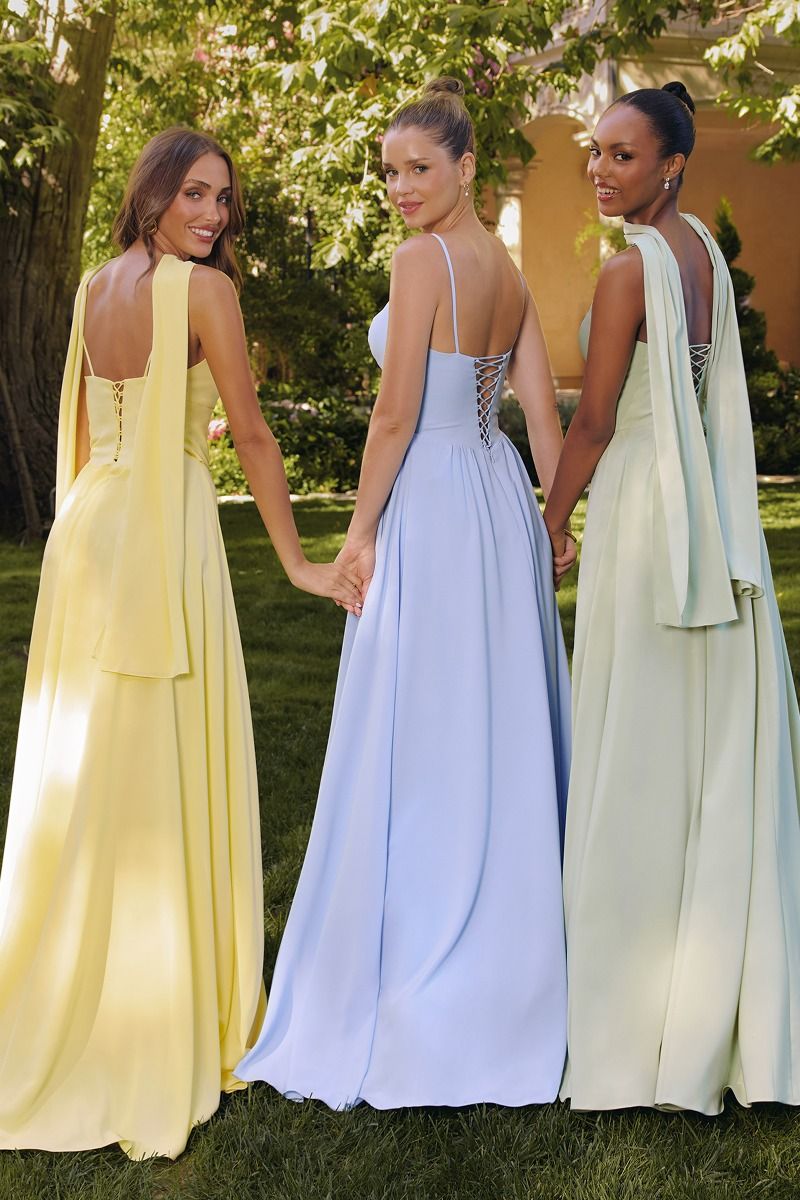 Amoris T711 Elegant Chiffon Formal Gown with Neck Scarf Baby Blue / 2XL Amoris T711 Elegant Chiffon Formal Gown with Neck Scarf Baby Blue / 2XL