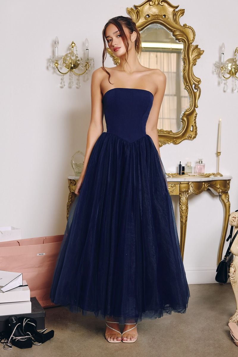 Amoris T712 Strapless A-Line Maxi Dress with Oversize Back Bow Light Blue / M Amoris T712 Strapless A-Line Maxi Dress with Oversize Back Bow Light Blue / M